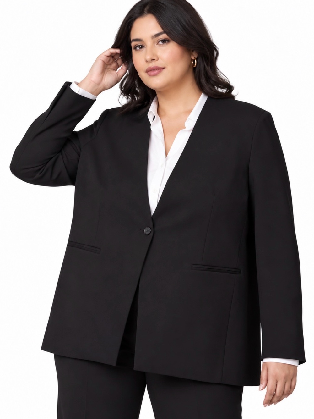Spanx Perfect Collarless Blazer Single-Breasted Classic Office Black Sz 1X NWT